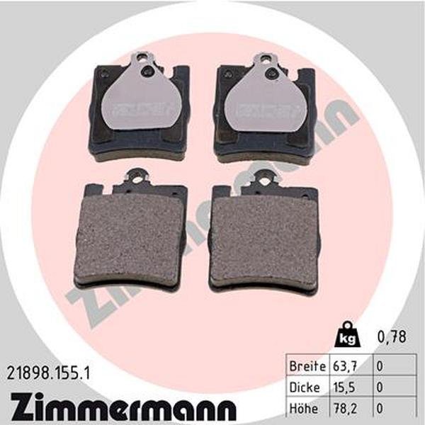 Zimmermann Brake Pad Set, 21898.155.1 21898.155.1